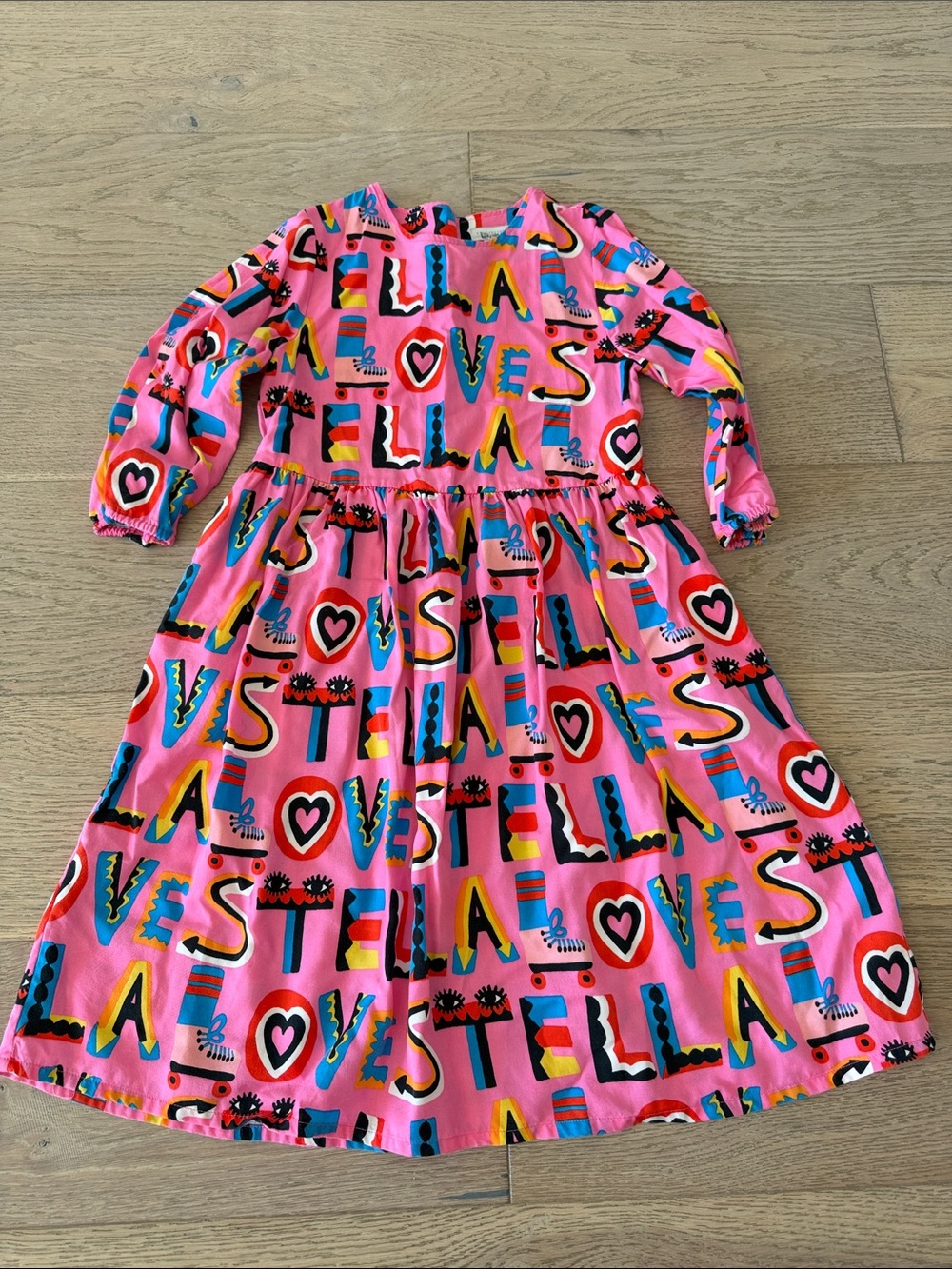 Stella McCartney Kids Bright Pink Multicolor Graphic Heart Dress